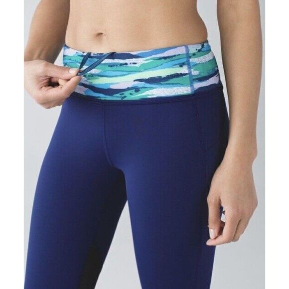 Lululemon Pace Rival Cropped Leggings Pants Hero Blue / Seven Wonders Multi Sz 8 - Picture 6 of 12